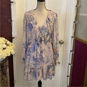 Super Natural  by Secret Mission Floral Dress with Ruffles, M